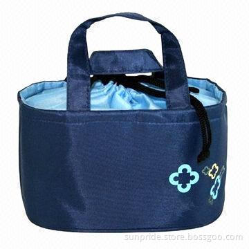 Nylon Cooler/Lunch Bag with Insulated Water-resistant PEVA Lining and Drawstring Closure